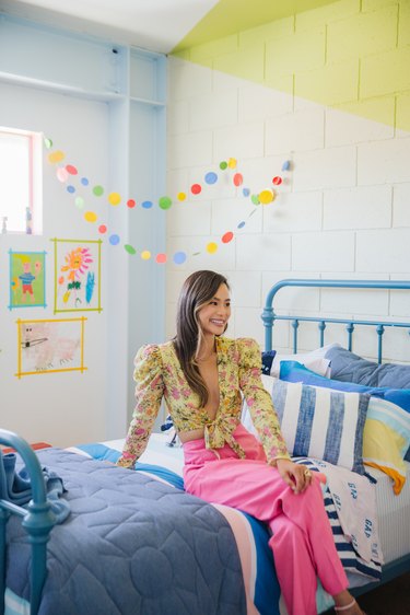 jamie chung on colorful bed