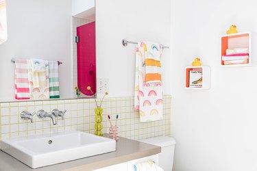 Colorful Polka Dots Bath Mat Bathroom Set. Kids Bathroom Decor