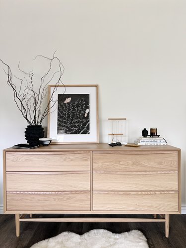 Article Lenia white oak double dresser in bedroom