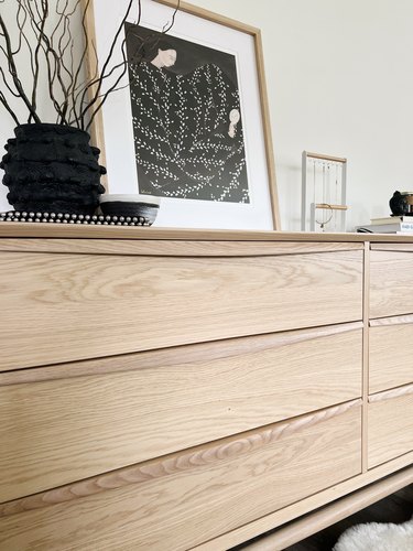 Article Lenia white oak double dresser in bedroom