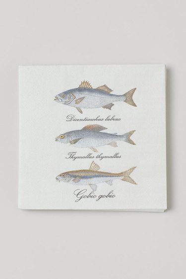 paper napkins with fish on them