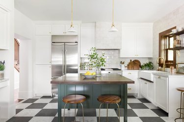 vintage-inspired kitchen with checkerboard floor