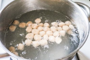 Boil boba pearls until they float