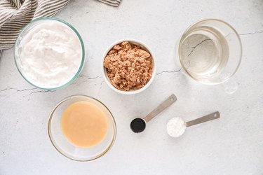 Ingredients for ice cream and brown sugar syrup