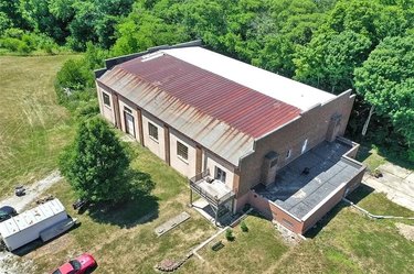 Aerial view of a large industrial building