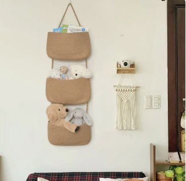Image of hanging baskets for toy storage