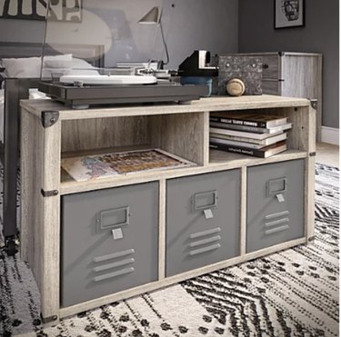 Image of a locker room themed storage bench
