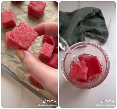 Watermelon ice cubes