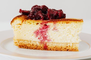 Berry cheesecake on a white plate