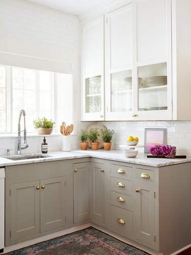 white kitchen color scheme with taupe