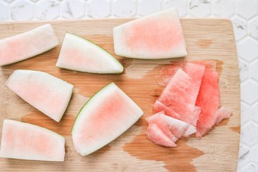 Cut off leftover watermelon flesh