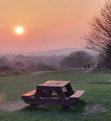 picnic table sunset