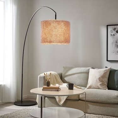 IKEA living room minimalist furniture with Skaftet floor lamp