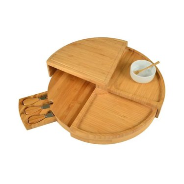 round bamboo wood charcuterie board