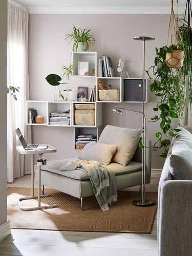 IKEA living room minimalist furniture with plants