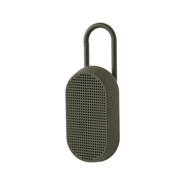 forest green portable speaker with hook