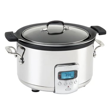 all-clad silver and black slow cooker