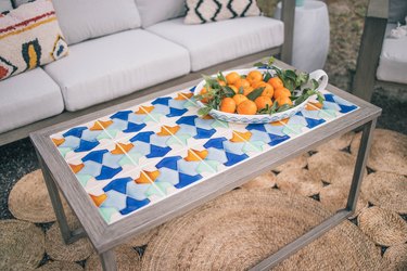 diy outdoor furniture tiled table