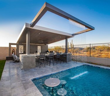 pool with rain curtain