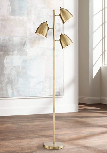 360 Lighting 64-Inch Aaron Aged Brass Finish Adjustable 3-Light Modern Floor Lamp