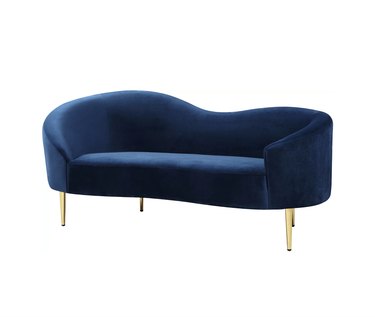blue velvet rounded sofa