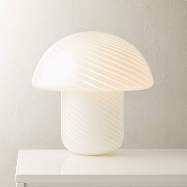 white striped mushroom lamp