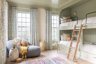 kids' room with mint green and cream walls