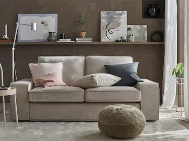 IKEA living room minimalist furniture with Hemnes shelving