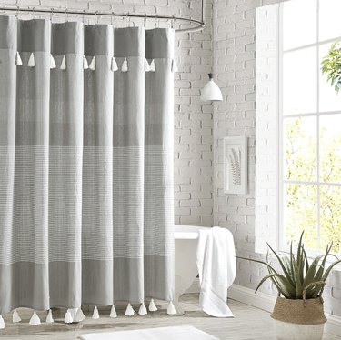 Grey shower curtain