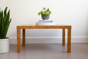 DIY Ikea Hack Burlwood coffee table using contact paper