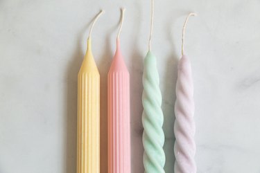 Beautiful pastel DIY taper candles