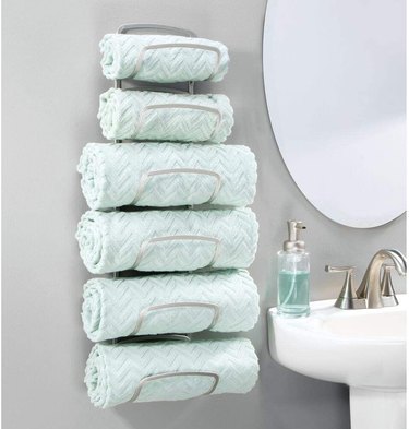 mDesign Steel Wall Mount Towel Storage Rack