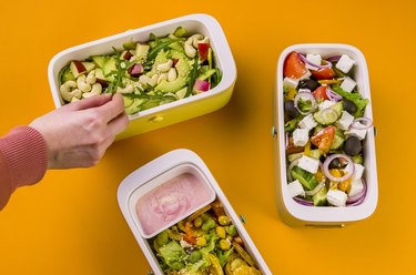 Solar-power lunch box with salads