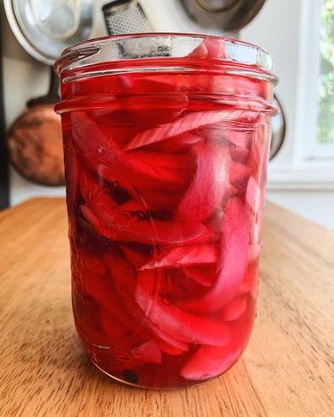 jar of pickled rhubarb