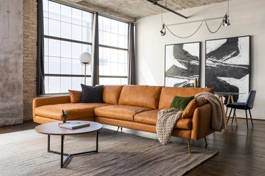 Leather sofa in living room