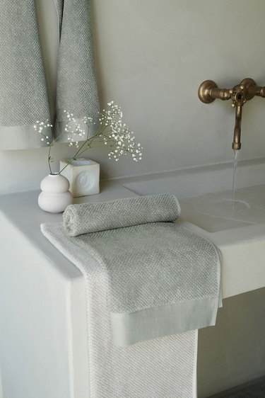 H&M Home's Cotton Terry Guest Towels in Sage Green