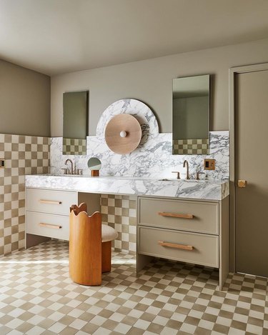 bathroom with carnival-inspired tiling