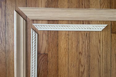 Chair rail molding and rope molding cut with mitered corners