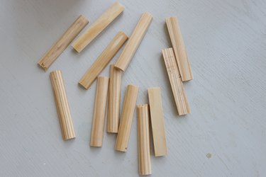 Half round dowels cut into 3-inch pieces