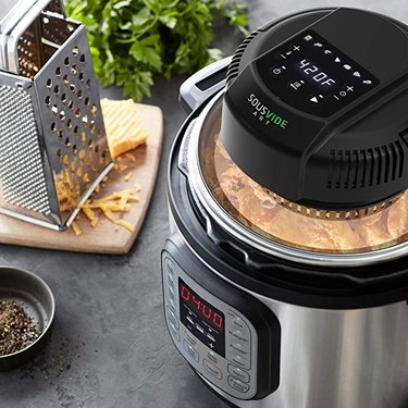 Sousvide air fryer lid with cheese grater