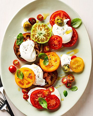 Heirloom tomato salad with unsweetened whipped cream