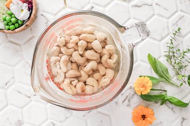 Soak cashews in boiling water