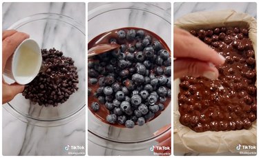 screenshots of tiktok chocolate blueberry bark