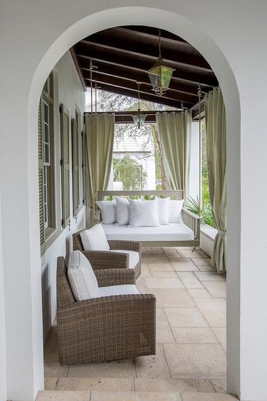 porch with curtains