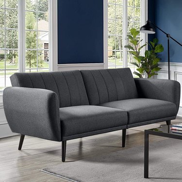 tufted gray sleeper sofa