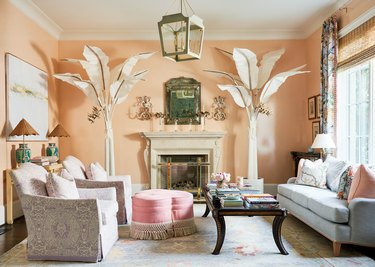 Living room with Regency style decor in pastel shades