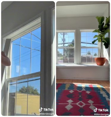 Renter-friendly DIY hack for faux paned windows