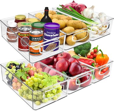 clear plastic stackable fridge bins