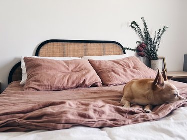 blush pink linen sheet set from April Notes