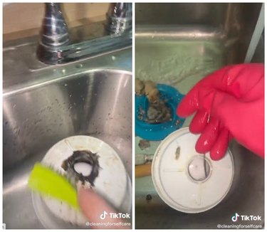 cleaning out washer agitator top in sink